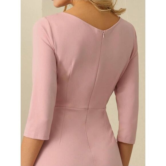 Hobemty Women's XXL 3/4 Sleeve Pencil Dress Boat Neck Midi Sheath Dresses Career - Picture 9 of 9